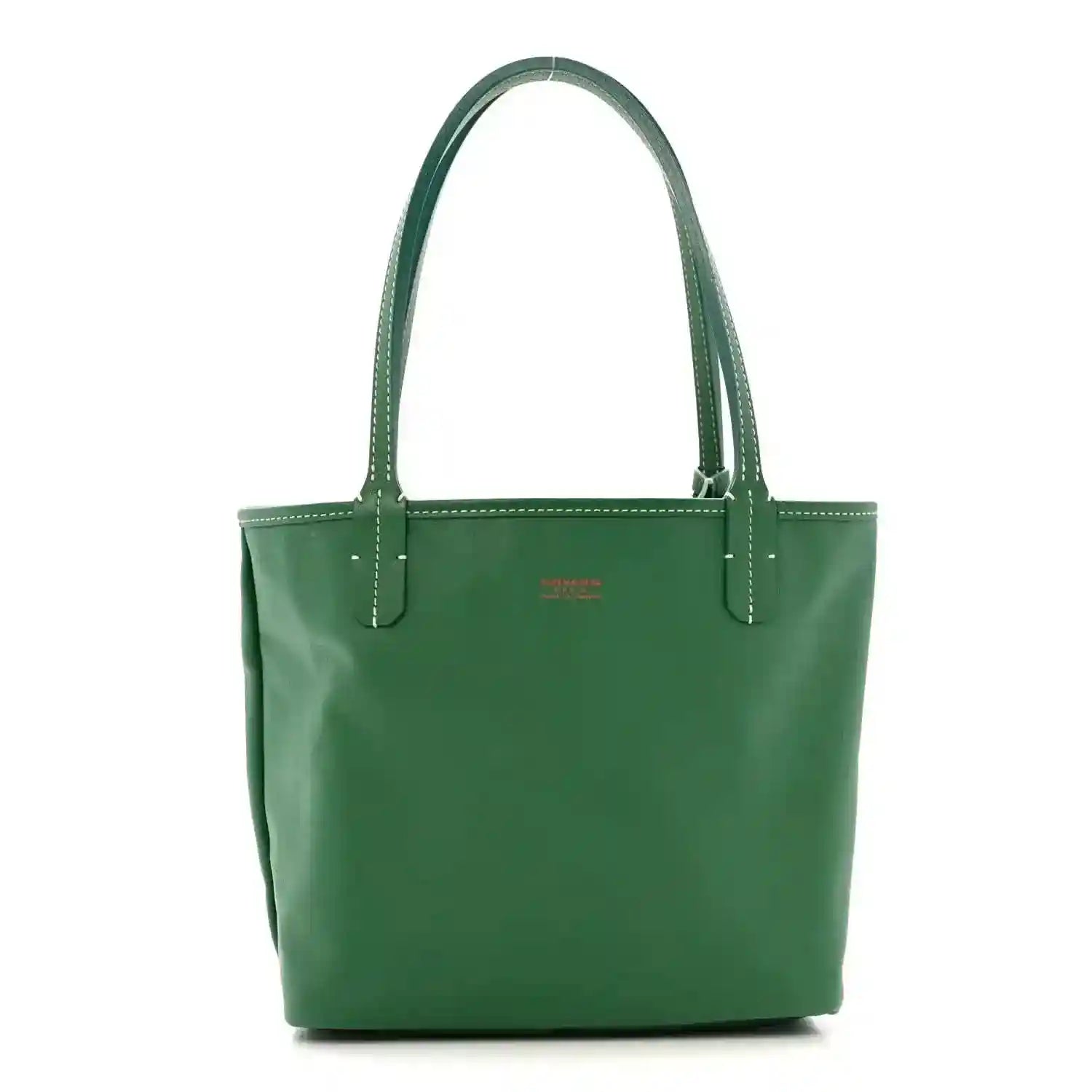 Green solid mini tote bag with two top handles and small center logo