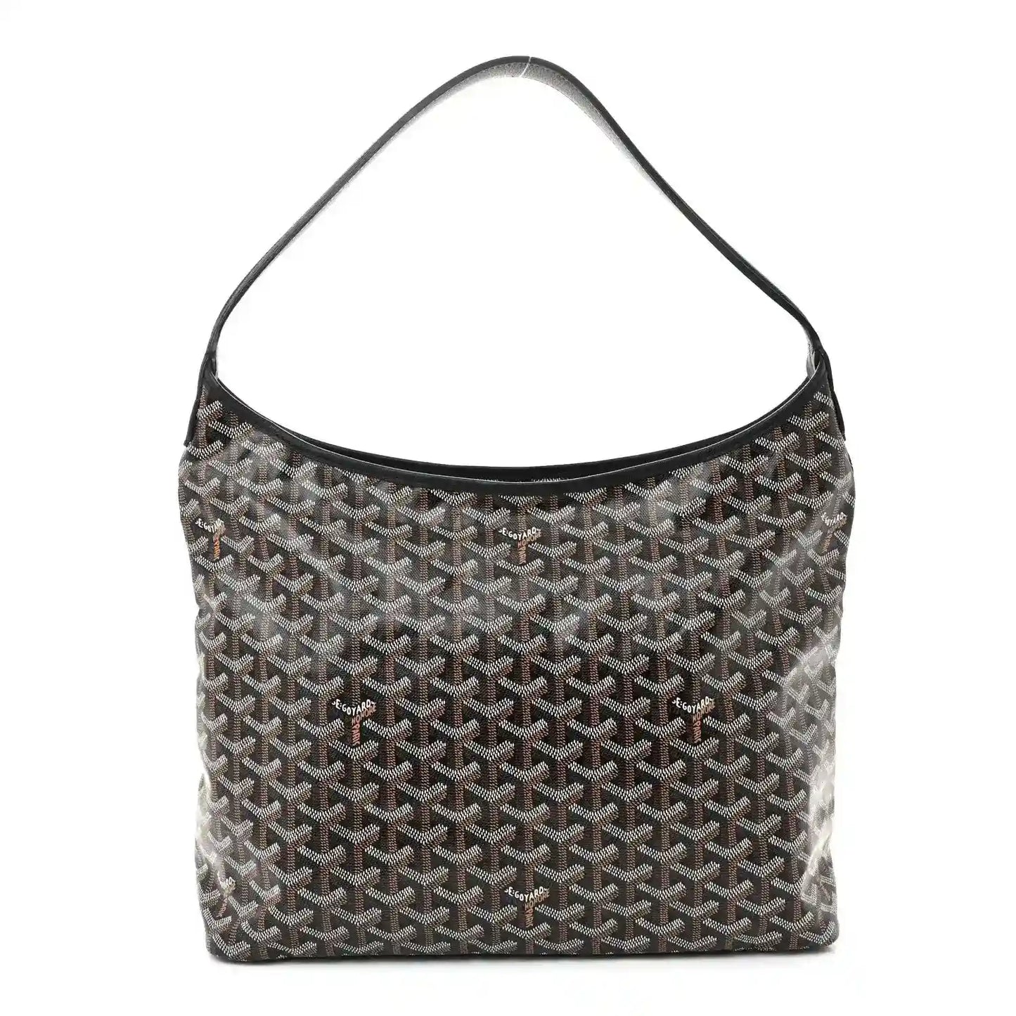 Black chevron-pattern hobo shoulder bag with short handle and side slit pocket