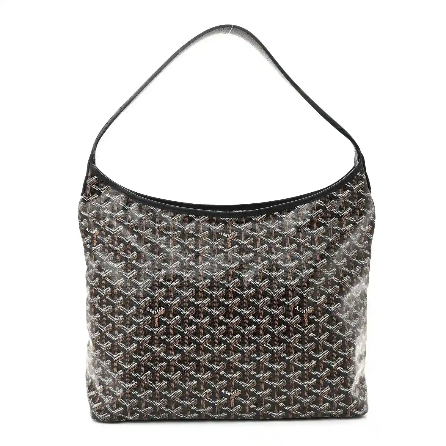 Black chevron-pattern hobo shoulder bag with short handle and side slit pocket