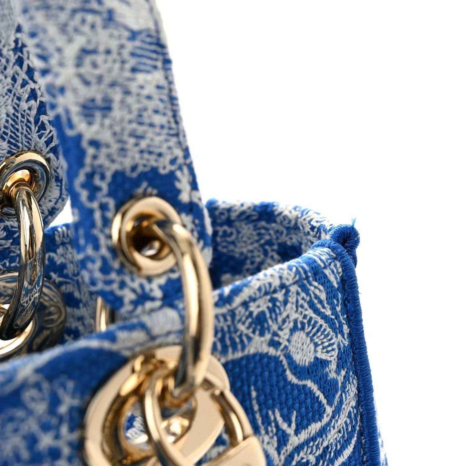 Christian Dior Medium Lady D-Lite bag in blue toile print with gold-tone hardware