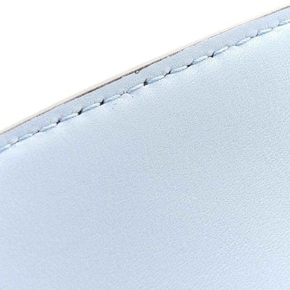 Medium top handle bag blue leather edge with light blue stitching