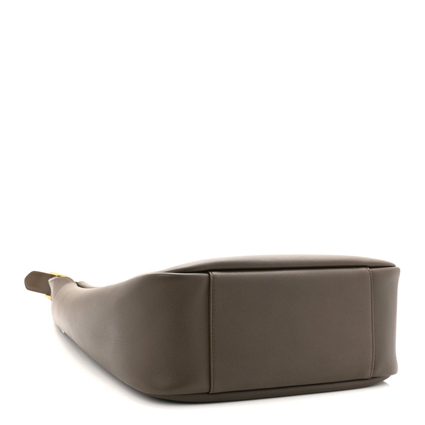 Saint Laurent smooth calfskin hobo bag in light musk, wide base with side seam panel