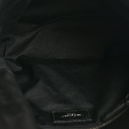 Black quilted leather satchel interior lining with small label patch