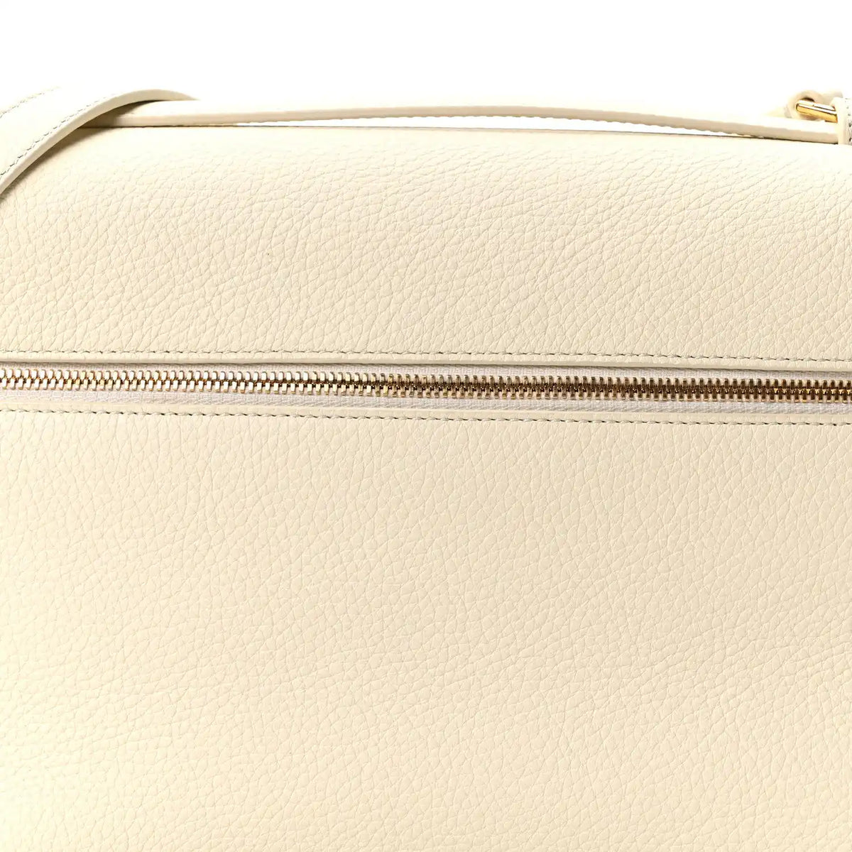 White lambskin bag with double zip row and gold-tone hardware