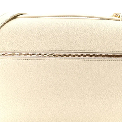 White lambskin bag with double zip row and gold-tone hardware