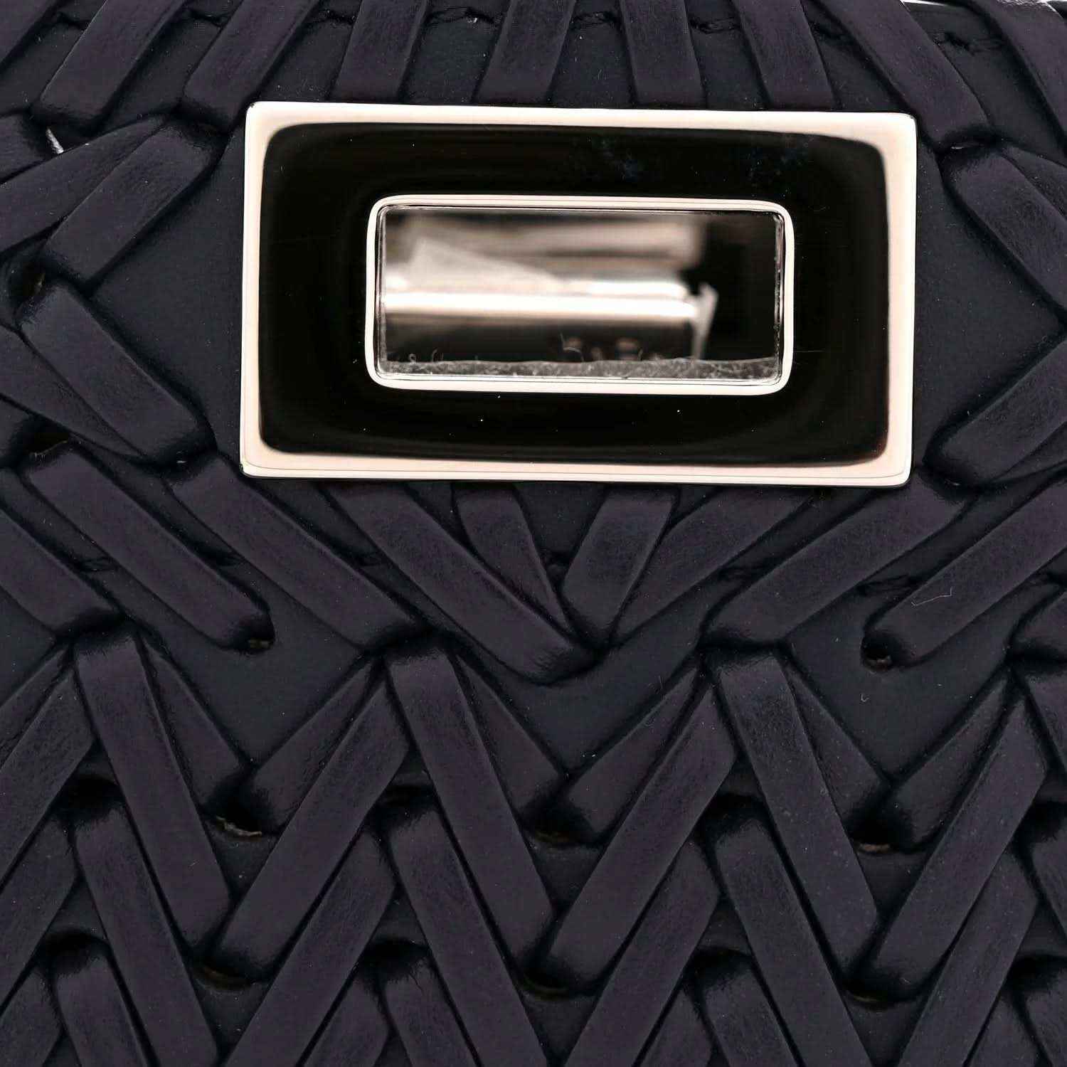 Fendi petite satchel clasp detail on quilted leather, dark navy
