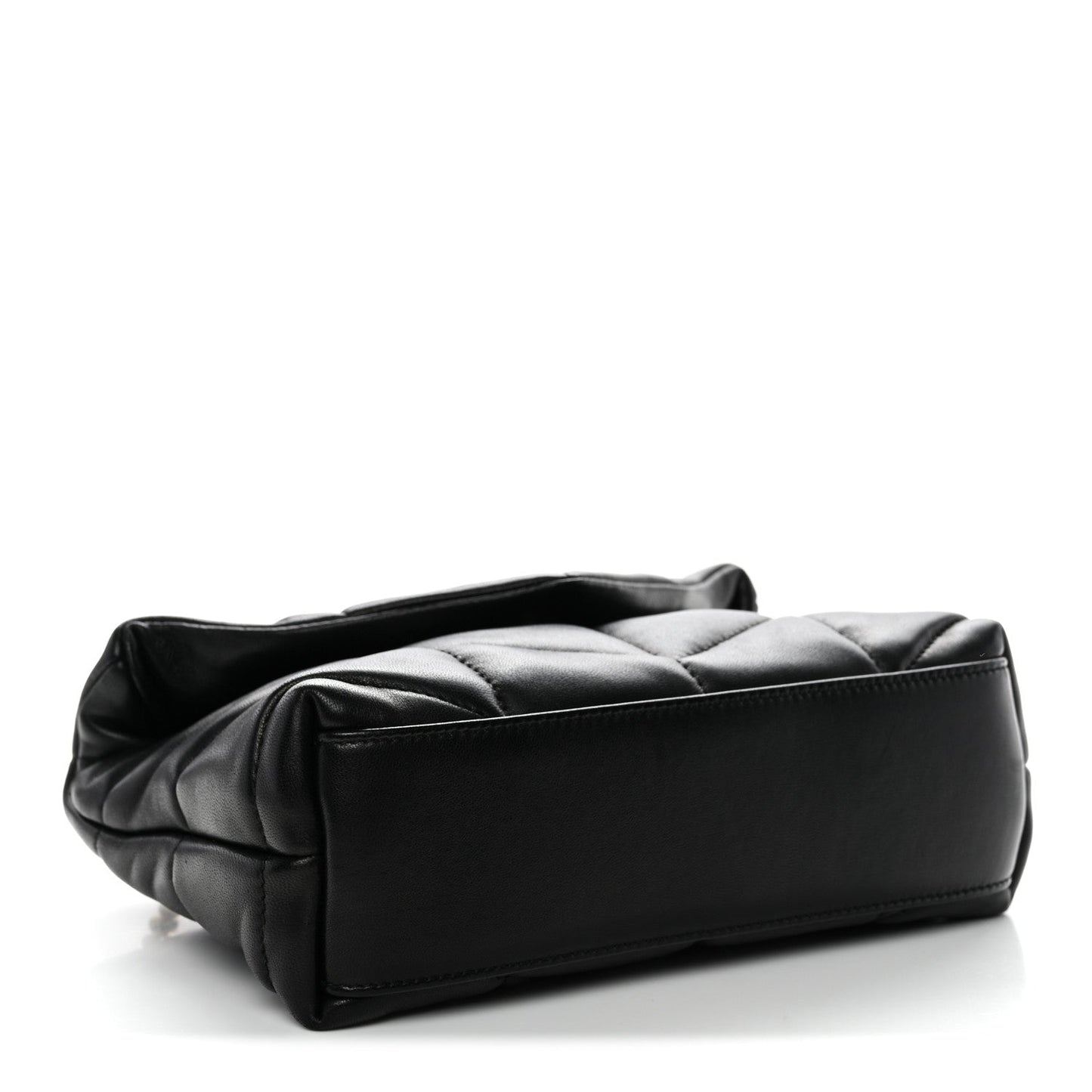 Saint Laurent quilted lambskin satchel, black, side view with puffer panels