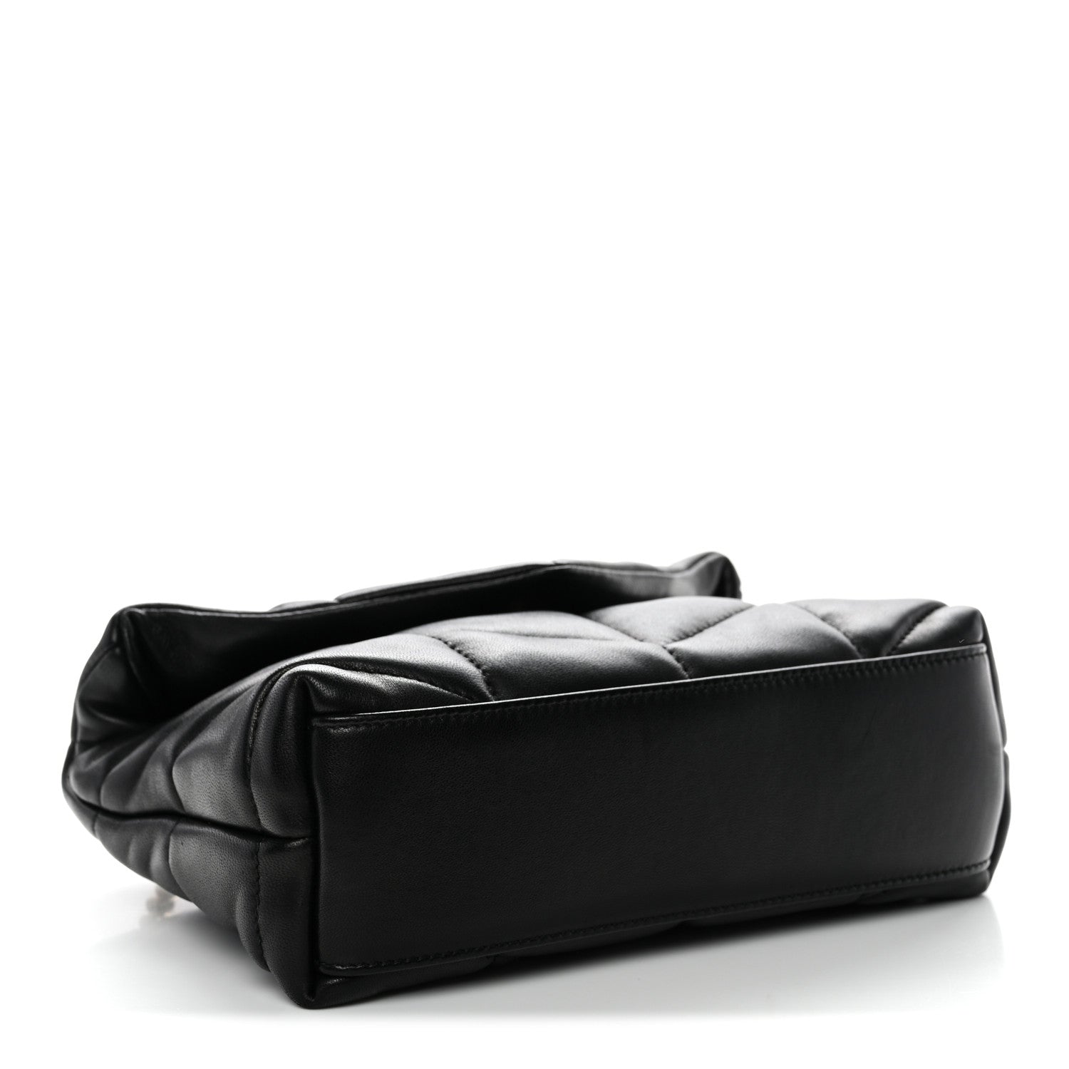 Saint Laurent quilted lambskin satchel, black, side view with puffer panels