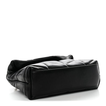 Saint Laurent quilted lambskin satchel, black, side view with puffer panels
