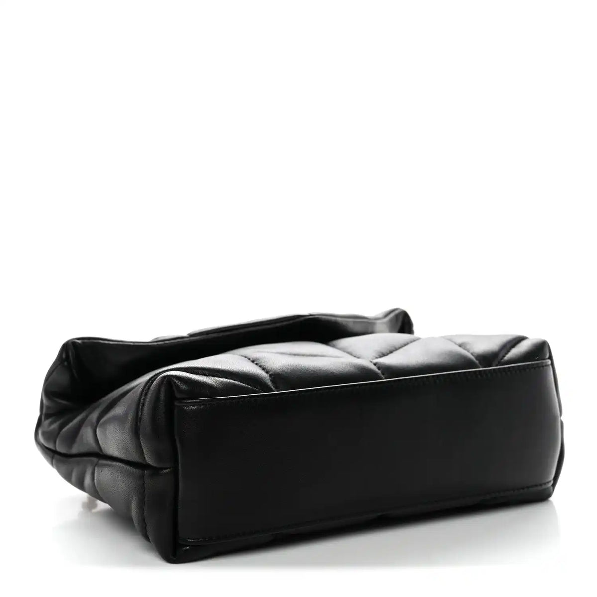 Saint Laurent quilted lambskin satchel, black, side view with puffer panels