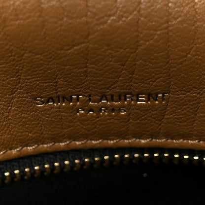 Grained leather satchel with Saint Laurent monogram stamp, dark cork.