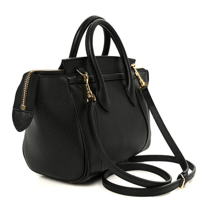 Celine grained calfskin tote bag, black with gold hardware and detachable shoulder strap
