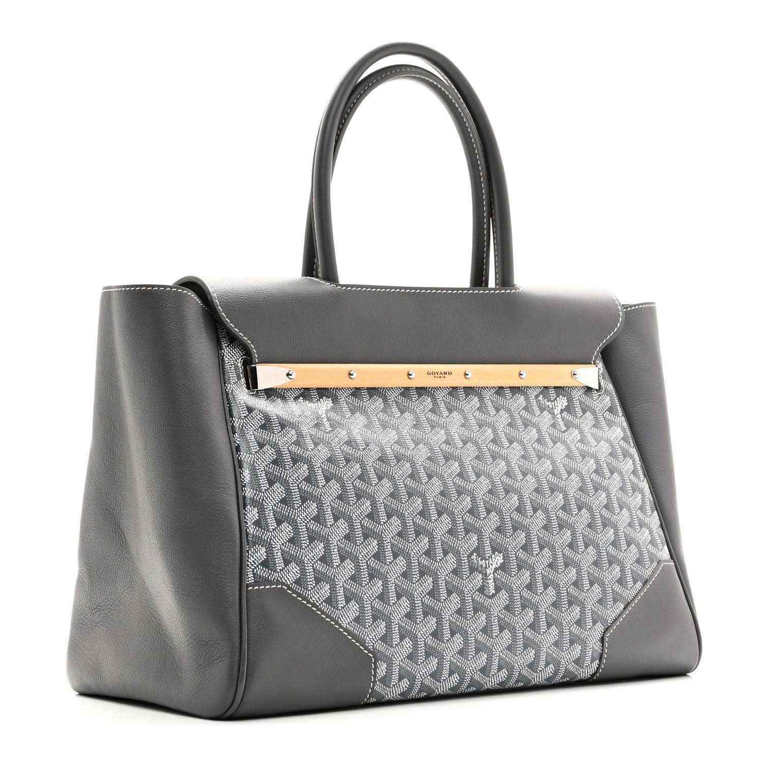 Goyard tote in grey canvas with Goyardine pattern and leather trim, top handles