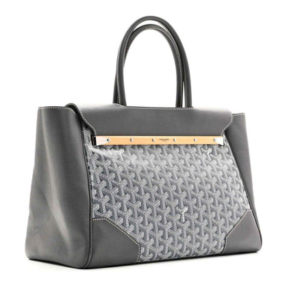 Goyard tote in grey canvas with Goyardine pattern and leather trim, top handles