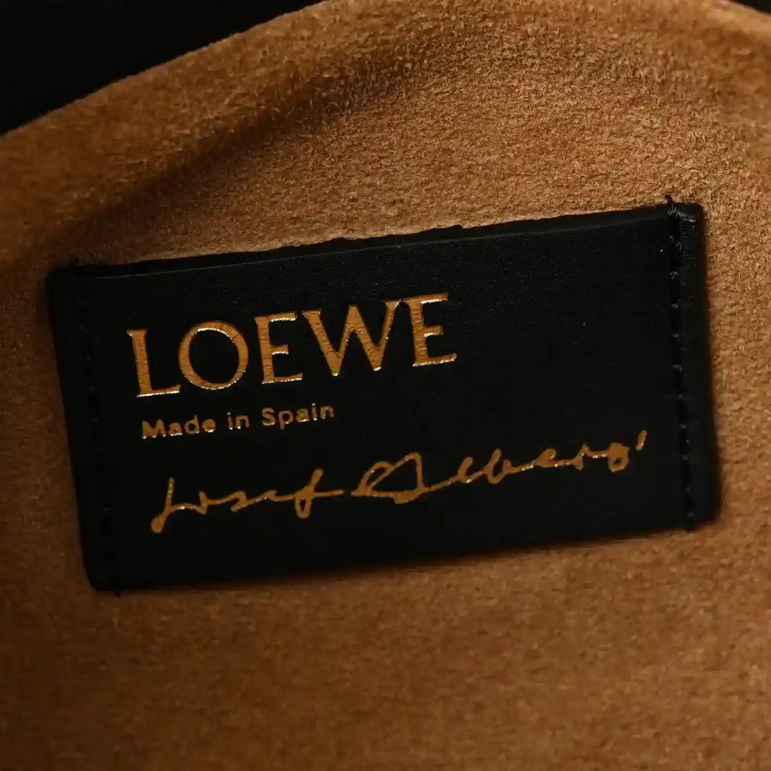 LOEWE leather label reading Made in Spain and signature