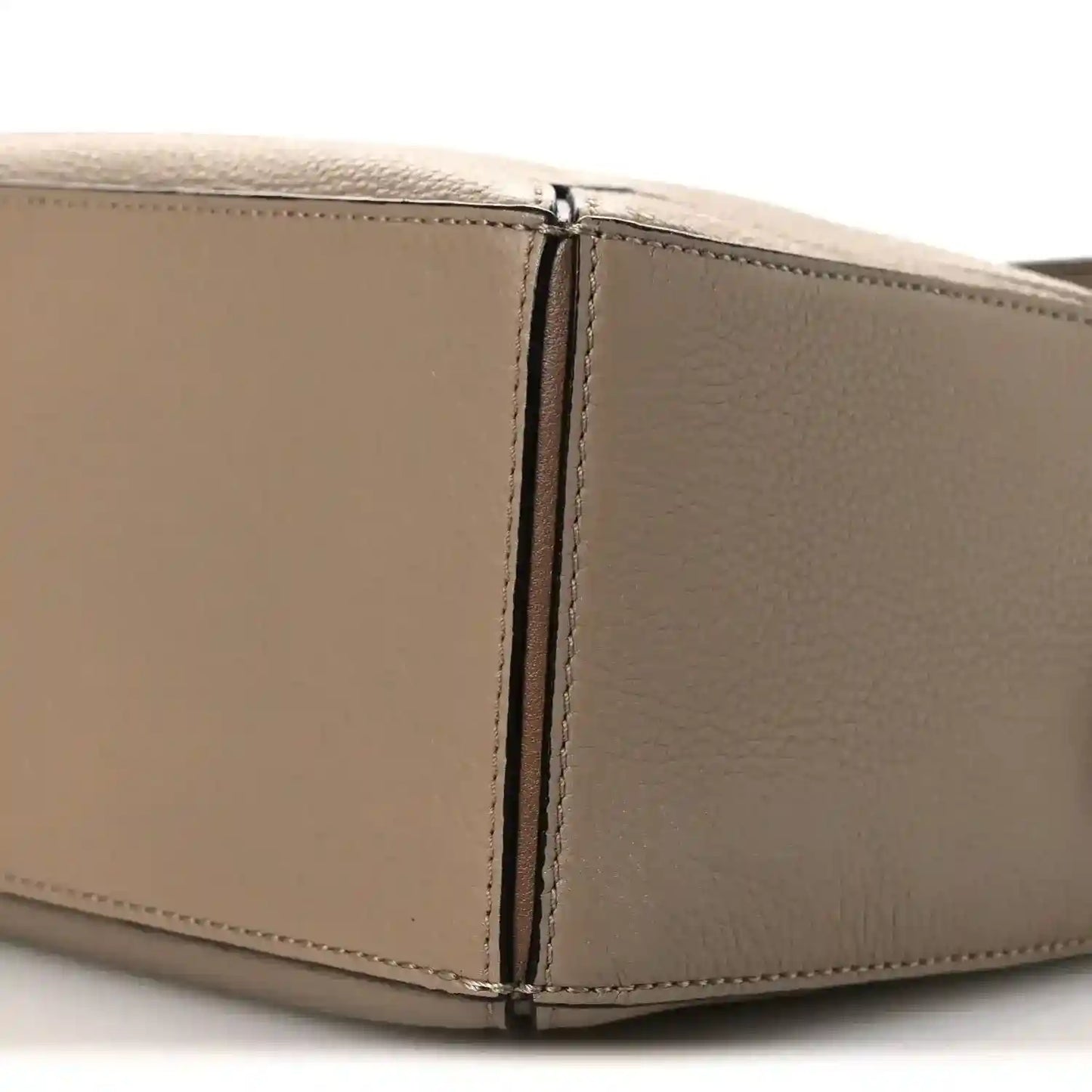 Small Puzzle bag side panel seam, grained sand calfskin with dark trim