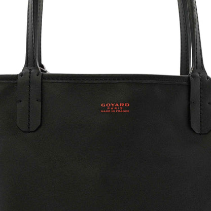 Mini Anjou reversible tote bag, black leather front panel with small red logo