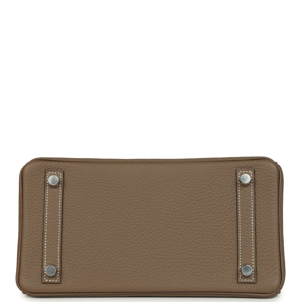 Hermes Birkin 25 taupe-brown leather handbag base with corner feet and metal rivets