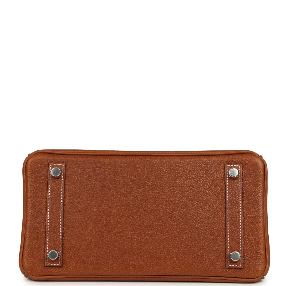 Hermes Birkin 25 leather handbag panel in tan with corner snaps and stitched trim