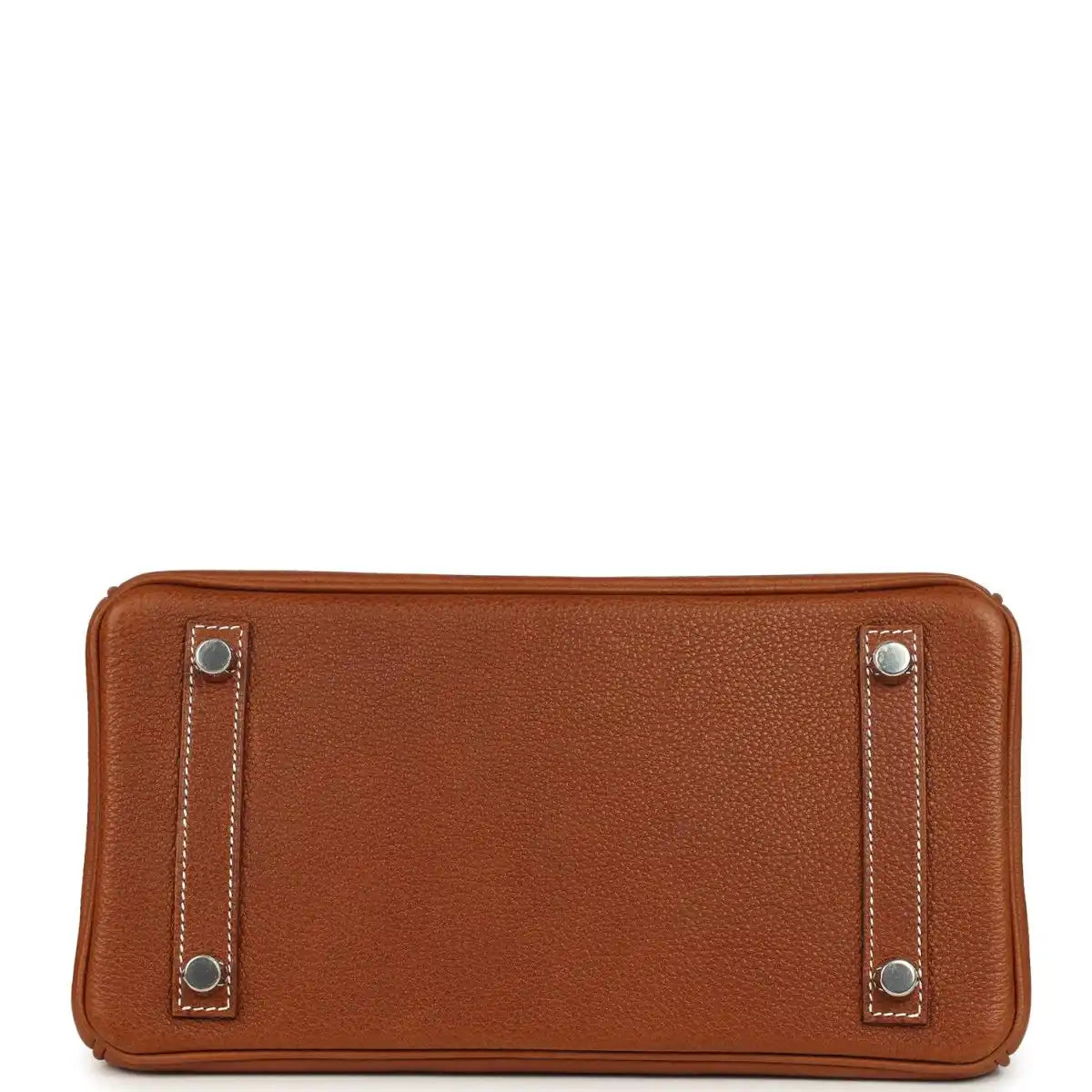 Hermes Birkin 25 leather handbag panel in tan with corner snaps and stitched trim