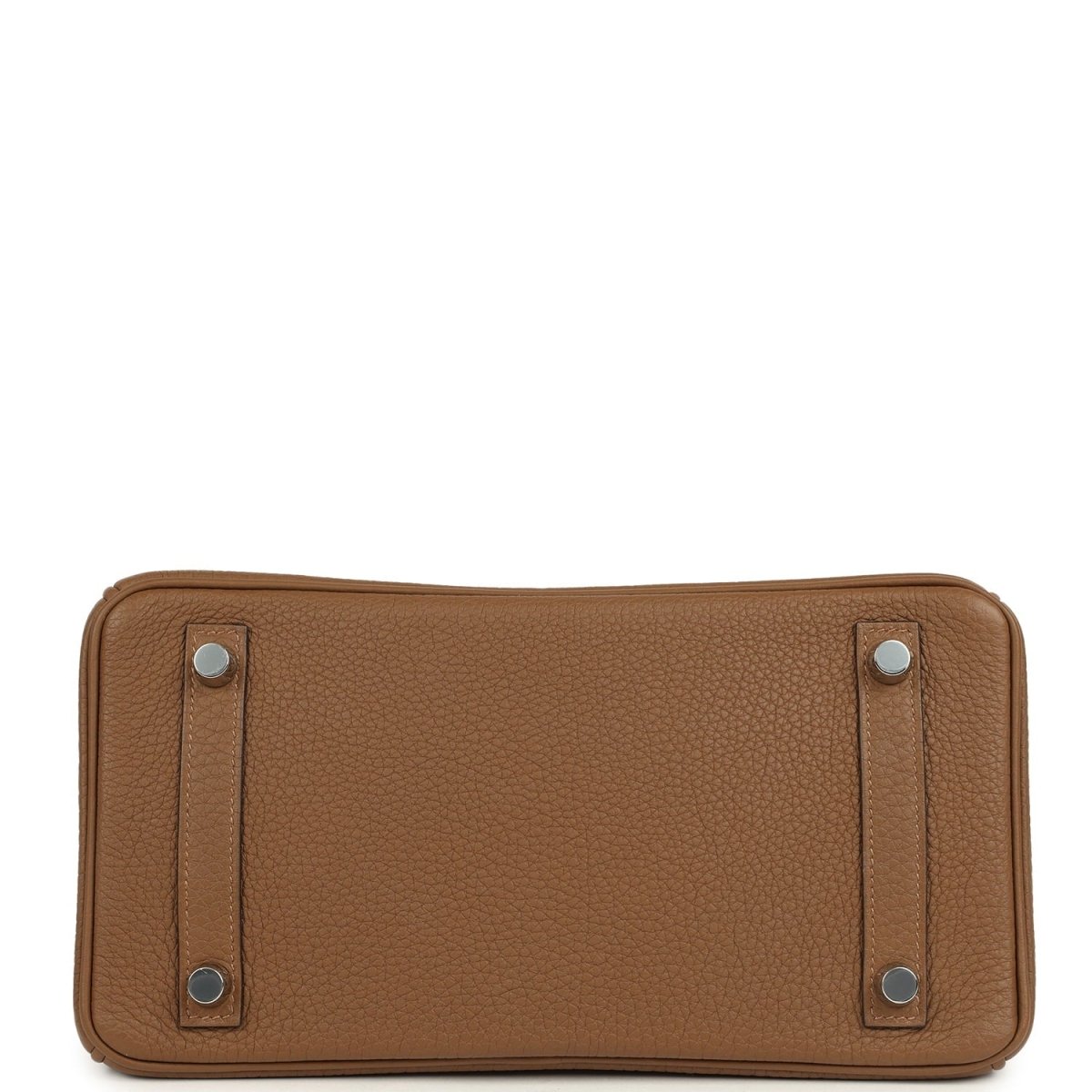 Hermes Birkin 25 handbag base, dark tan Togo leather with four protective feet