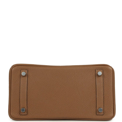 Hermes Birkin 25 handbag base, dark tan Togo leather with four protective feet