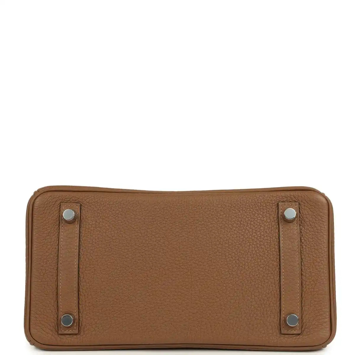 Hermes Birkin 25 handbag base, dark tan Togo leather with four protective feet