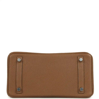 Hermes Birkin 25 handbag base, dark tan Togo leather with four protective feet
