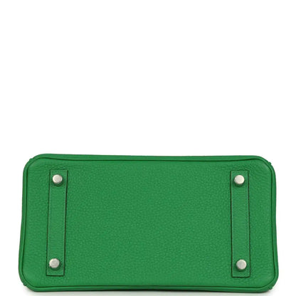 Hermes Birkin 25 green leather handbag base with four metal studs
