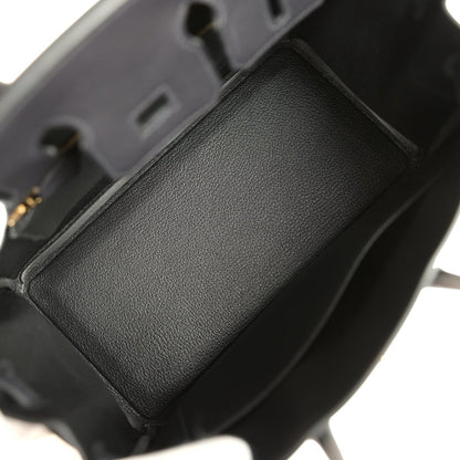 Black leather Birkin 25 interior pocket with smooth grain finish