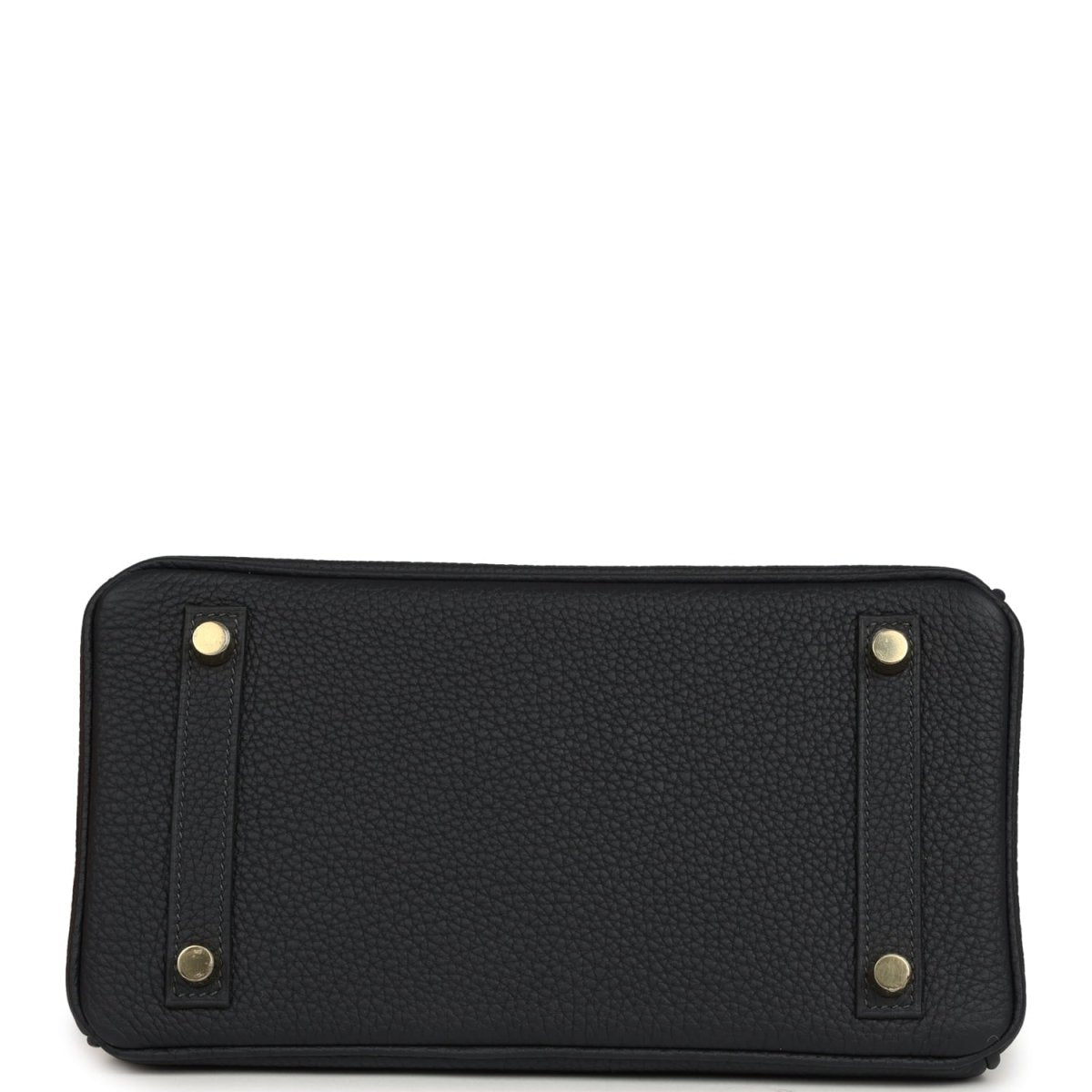 Black leather Birkin-style handbag base with gold corner studs and rectangular shape