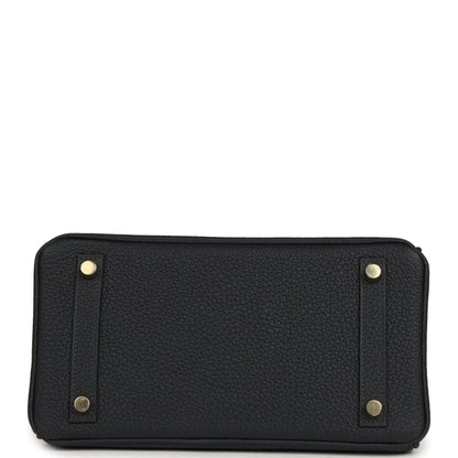 Black leather Birkin-style handbag base with gold corner studs and rectangular shape