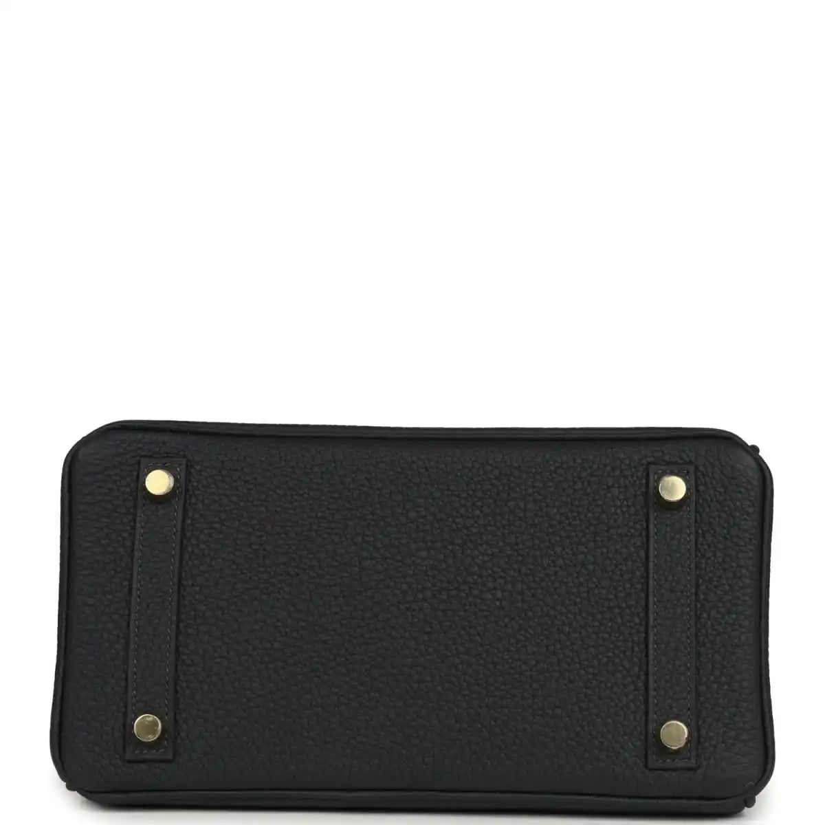 Black leather Birkin-style handbag base with gold corner studs and rectangular shape