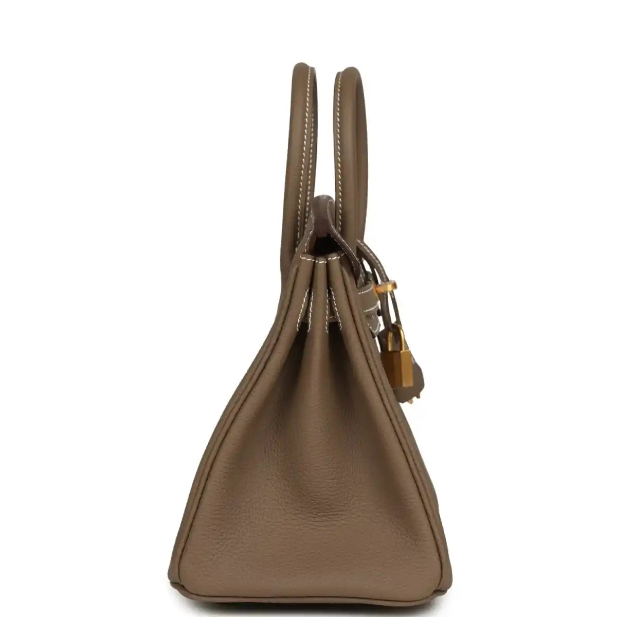 Hermes Birkin 25 handbag, etoupe textured leather with hanging padlock charm