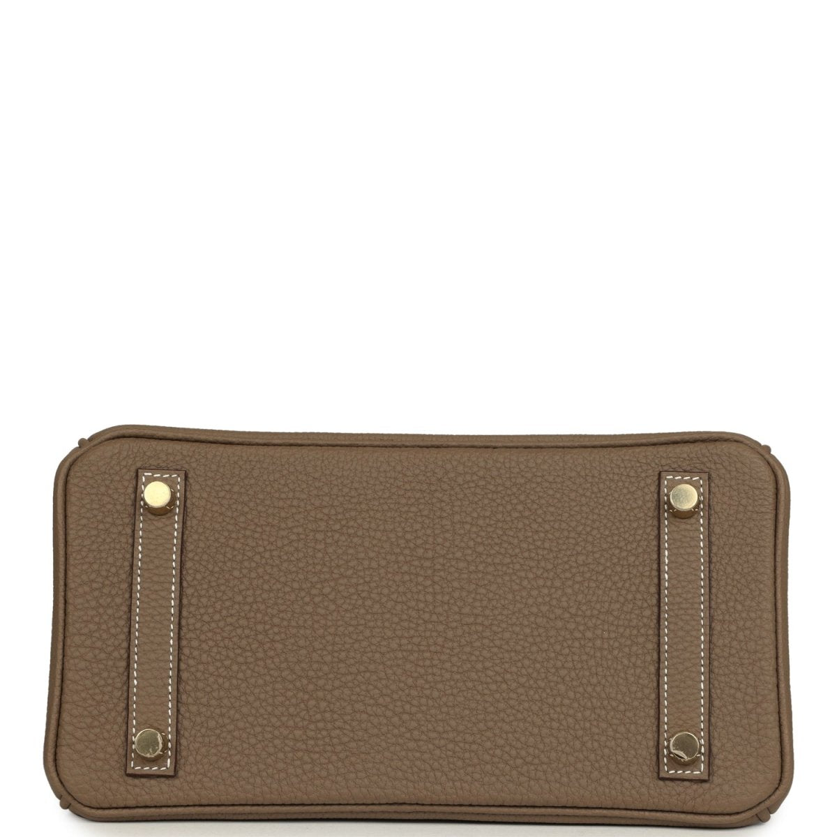 Hermes Birkin 25 handbag base, etoupe textured leather with gold stud accents