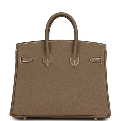 Hermes Birkin 25 handbag, etoupe textured leather with decorative front panels