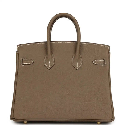 Hermes Birkin 25 handbag, etoupe textured leather with decorative front panels