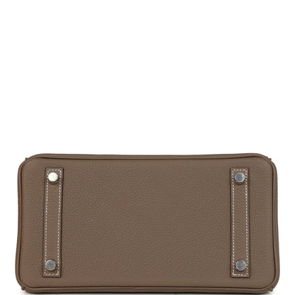Hermes Birkin 25 handbag base in taupe textured leather with side stitch details