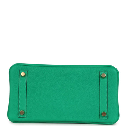 Menthe green Togo leather Birkin 25 handbag with two side straps and gold-tone feet