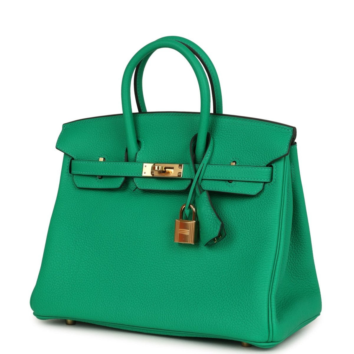 Menthe green Togo leather Birkin 25 handbag with gold-tone hardware and top handles