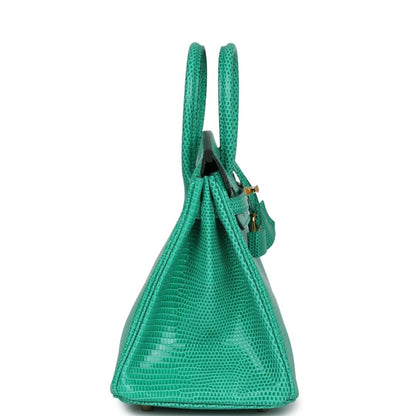 Mint green lizard handbag with tall top handles and side strap