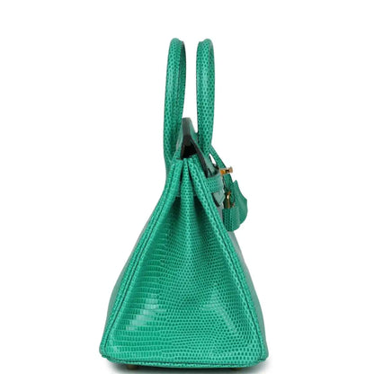 Mint green lizard handbag with tall top handles and side strap