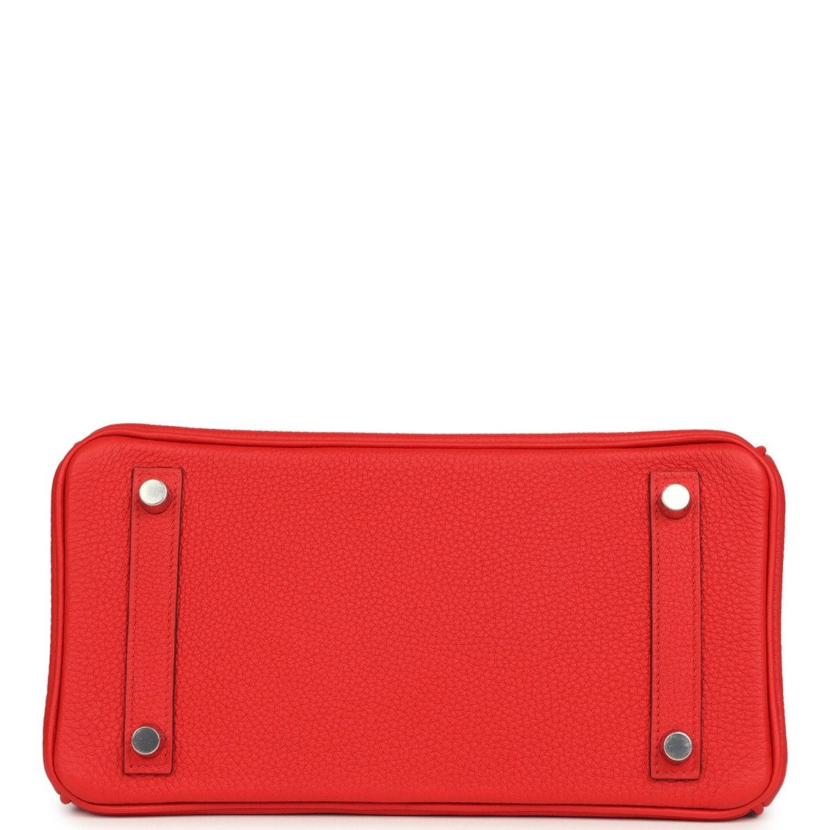 Hermes Birkin 25 handbag, red Togo leather back panel with two metal studs, palladium