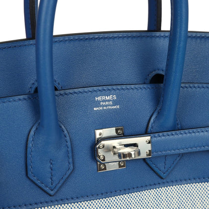 Hermes Birkin bag interior stamp: HERMES PARIS MADE IN FRANCE, blue leather