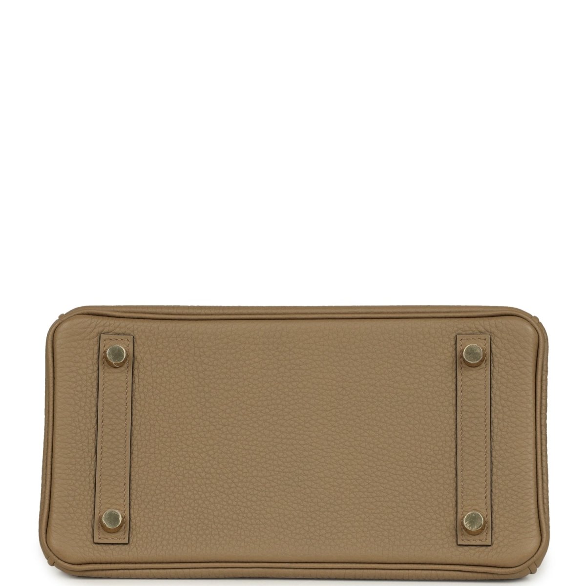 Beige pebbled leather handbag base with four corner metal feet and reinforced edges