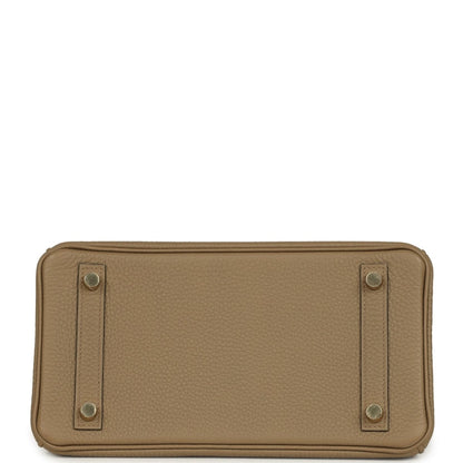 Beige pebbled leather handbag base with four corner metal feet and reinforced edges