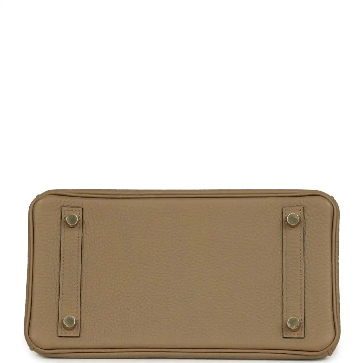 Beige pebbled leather handbag base with four corner metal feet and reinforced edges
