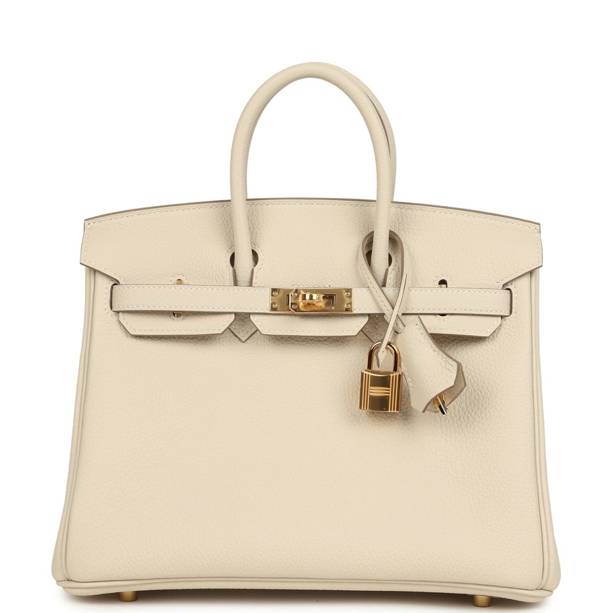 Hermès Birkin 25 top-handle handbag in light cream Togo leather, gold hardware