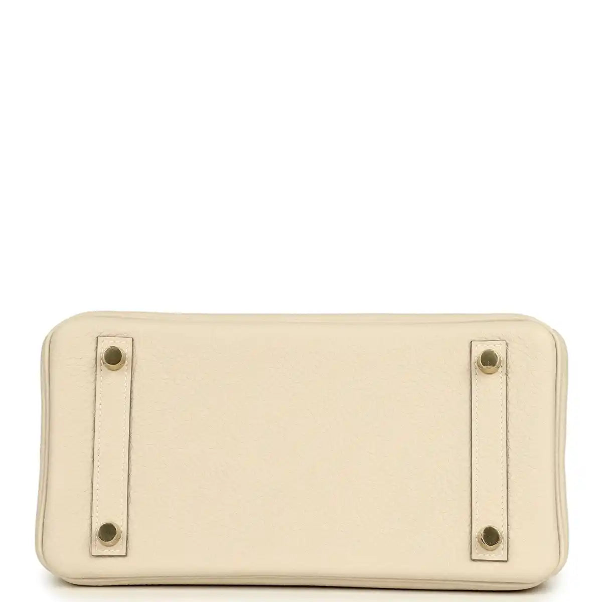 Birkin 25 handbag bottom panel in light cream Togo leather with four protective feet