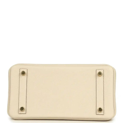 Birkin 25 handbag bottom panel in light cream Togo leather with four protective feet